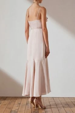 Shona Joy DRESSES LUXE BIAS FRILL WRAP DRESS - PORCELAIN