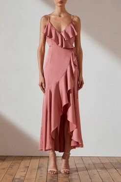 Shona Joy DRESSES LUXE BIAS FRILL WRAP DRESS - ROSE