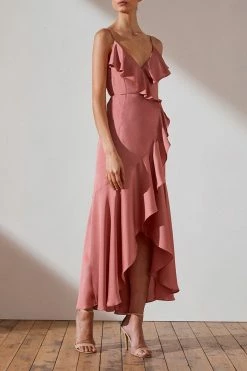 Shona Joy DRESSES LUXE BIAS FRILL WRAP DRESS - ROSE