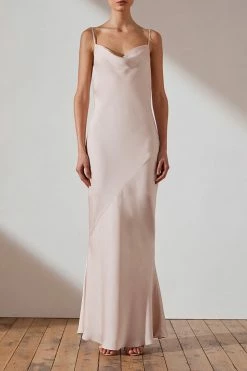 Shona Joy LUXE BIAS COWL SLIP DRESS - PORCELAIN