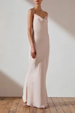 Shona Joy LUXE BIAS COWL SLIP DRESS - PORCELAIN