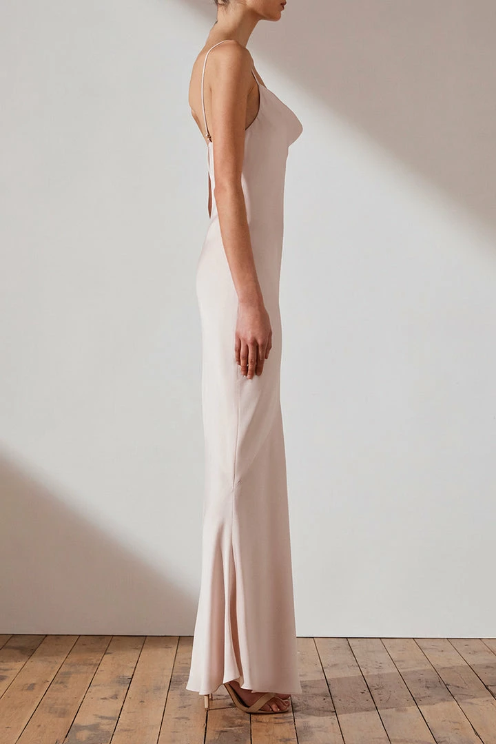 Shona Joy LUXE BIAS COWL SLIP DRESS - PORCELAIN