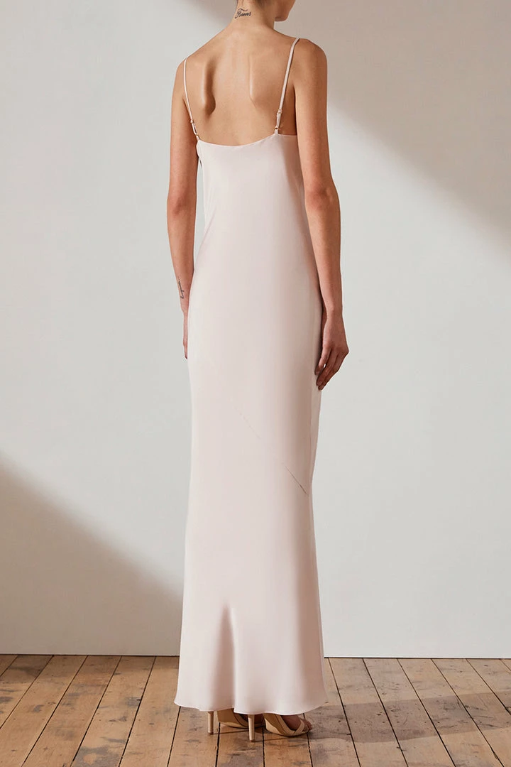 Shona Joy LUXE BIAS COWL SLIP DRESS - PORCELAIN
