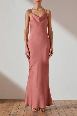 Shona Joy LUXE BIAS COWL SLIP DRESS - ROSE DRESSES