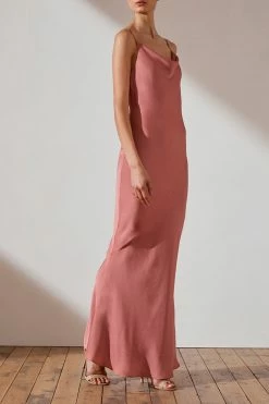 Shona Joy LUXE BIAS COWL SLIP DRESS - ROSE DRESSES