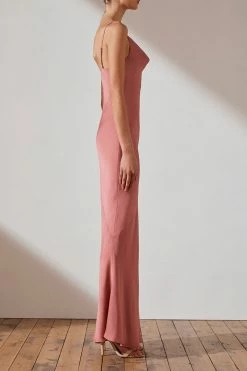 Shona Joy LUXE BIAS COWL SLIP DRESS - ROSE DRESSES
