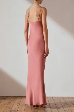 Shona Joy LUXE BIAS COWL SLIP DRESS - ROSE DRESSES