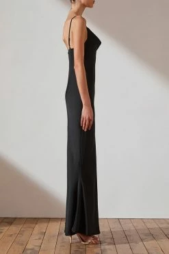 Shona Joy LUXE BIAS COWL SLIP DRESS - ONYX