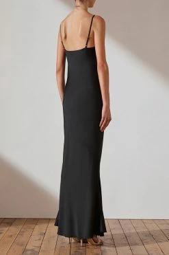 Shona Joy LUXE BIAS COWL SLIP DRESS - ONYX