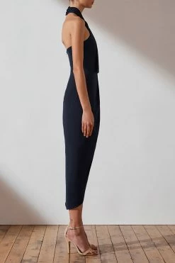 Shona Joy DRESSES CORE KNOT DRAPED DRESS - NAVY
