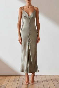 Shona Joy LA LUNE BIAS SLIP DRESS - SAGE DRESSES
