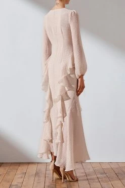 Shona Joy DRESSES CHARLOTTE RUFFLE MIDI DRESS - ECRU