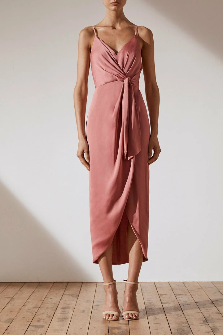 Shona Joy LUXE TIE FRONT COCKTAIL DRESS - ROSE DRESSES