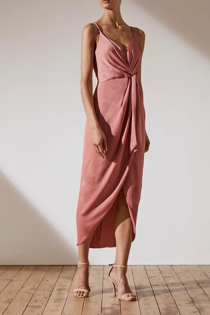 Shona Joy LUXE TIE FRONT COCKTAIL DRESS - ROSE DRESSES