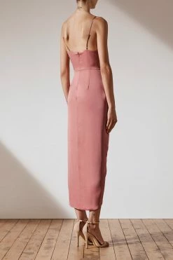 Shona Joy LUXE TIE FRONT COCKTAIL DRESS - ROSE DRESSES