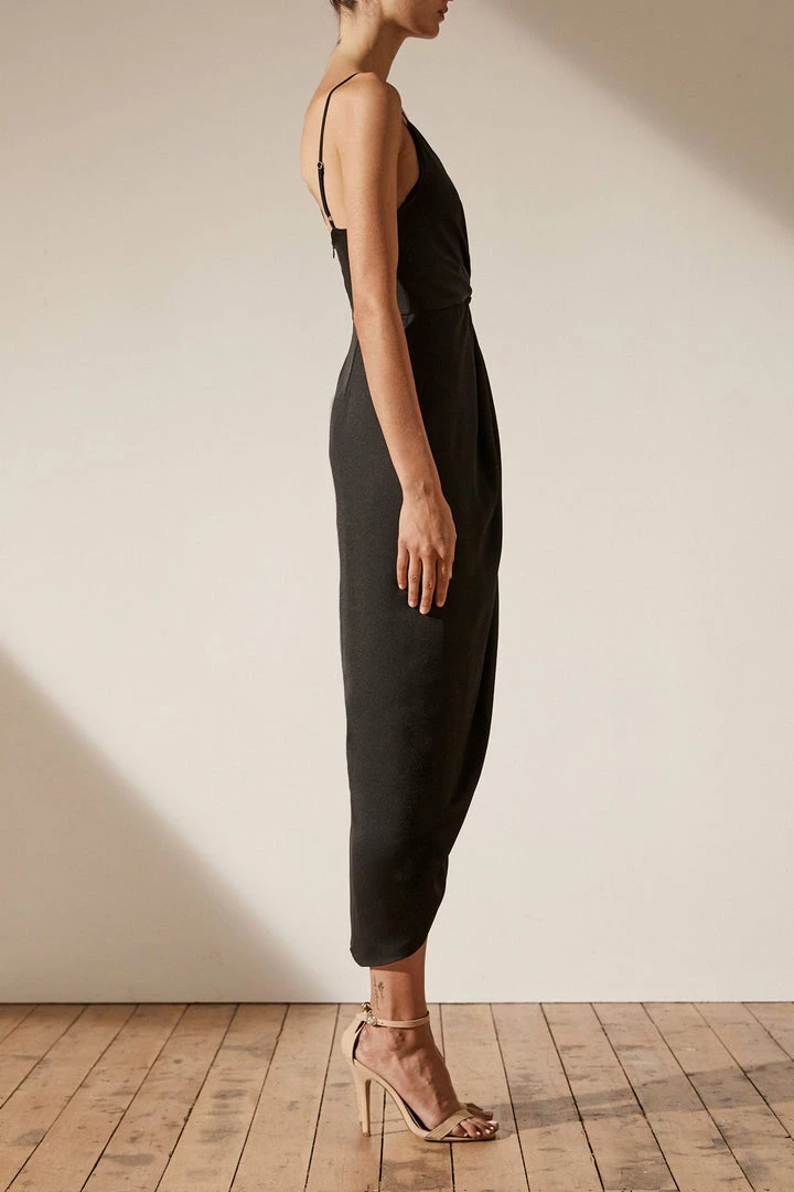 Shona Joy DRESSES LUXE TIE FRONT COCKTAIL DRESS - ONYX