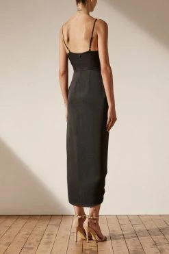 Shona Joy DRESSES LUXE TIE FRONT COCKTAIL DRESS - ONYX