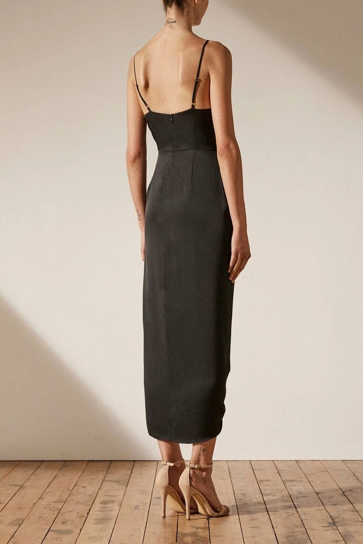 Shona Joy DRESSES LUXE TIE FRONT COCKTAIL DRESS - ONYX