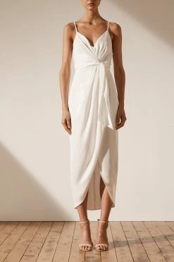 Shona Joy LUXE TIE FRONT COCKTAIL DRESS - IVORY DRESSES