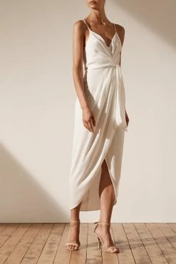 Shona Joy LUXE TIE FRONT COCKTAIL DRESS - IVORY DRESSES