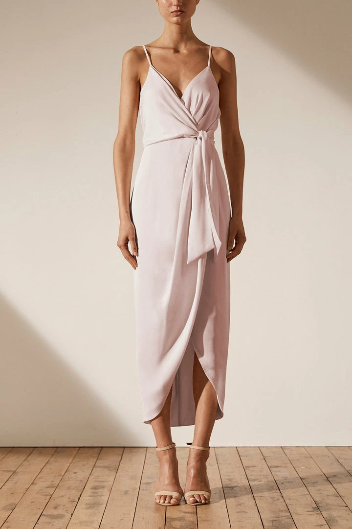 Shona Joy LUXE TIE FRONT COCKTAIL DRESS - PORCELAIN DRESSES