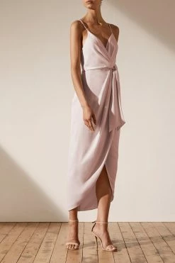 Shona Joy LUXE TIE FRONT COCKTAIL DRESS - PORCELAIN DRESSES
