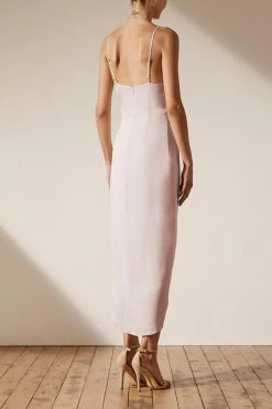 Shona Joy LUXE TIE FRONT COCKTAIL DRESS - PORCELAIN DRESSES