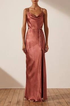 Shona Joy DRESSES LA LUNE BIAS COWL MAXI DRESS - TERRACOTTA