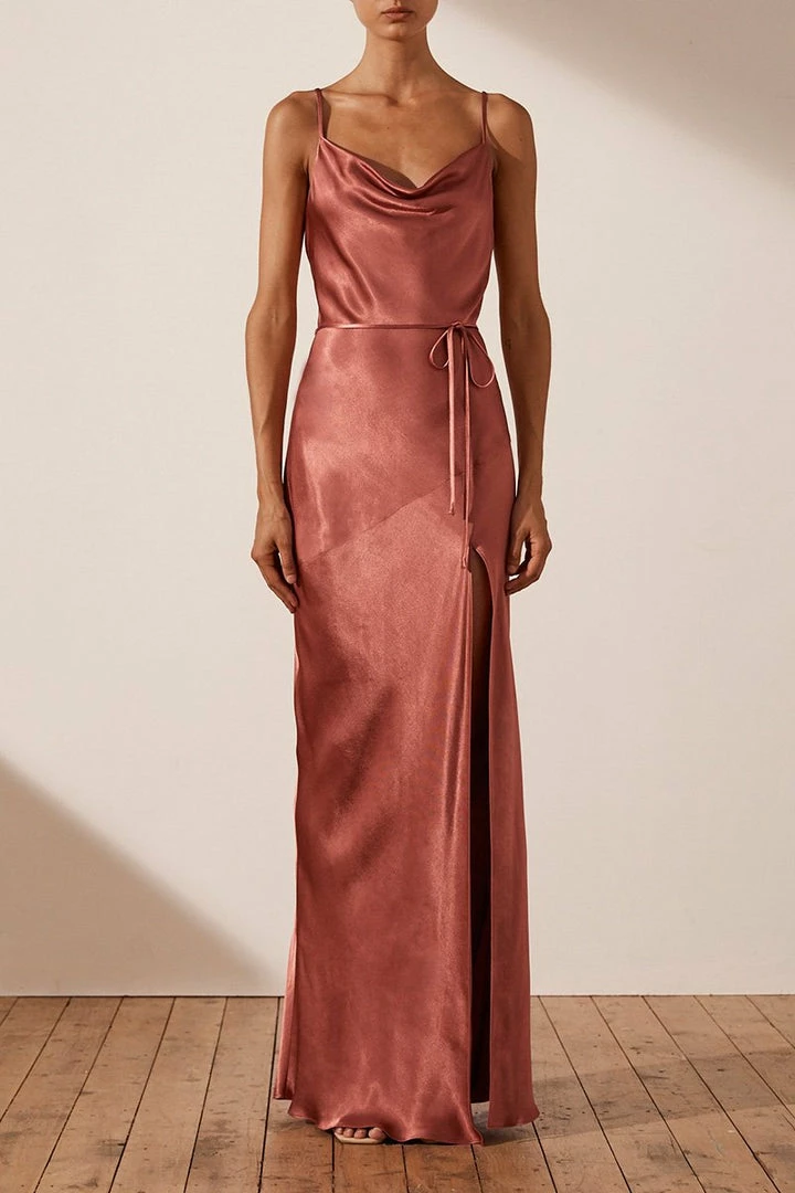 Shona Joy DRESSES LA LUNE BIAS COWL MAXI DRESS - TERRACOTTA