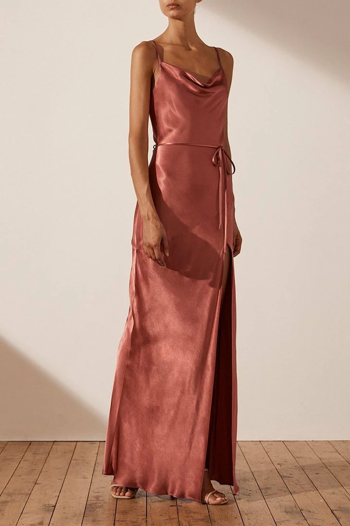 Shona Joy DRESSES LA LUNE BIAS COWL MAXI DRESS - TERRACOTTA