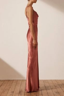 Shona Joy DRESSES LA LUNE BIAS COWL MAXI DRESS - TERRACOTTA