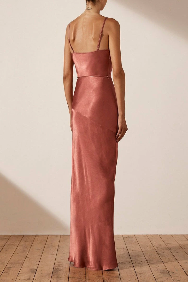 Shona Joy DRESSES LA LUNE BIAS COWL MAXI DRESS - TERRACOTTA