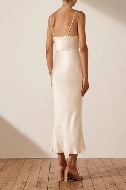 Shona Joy DRESSES LA LUNE BIAS COWL MIDI DRESS - CREAM