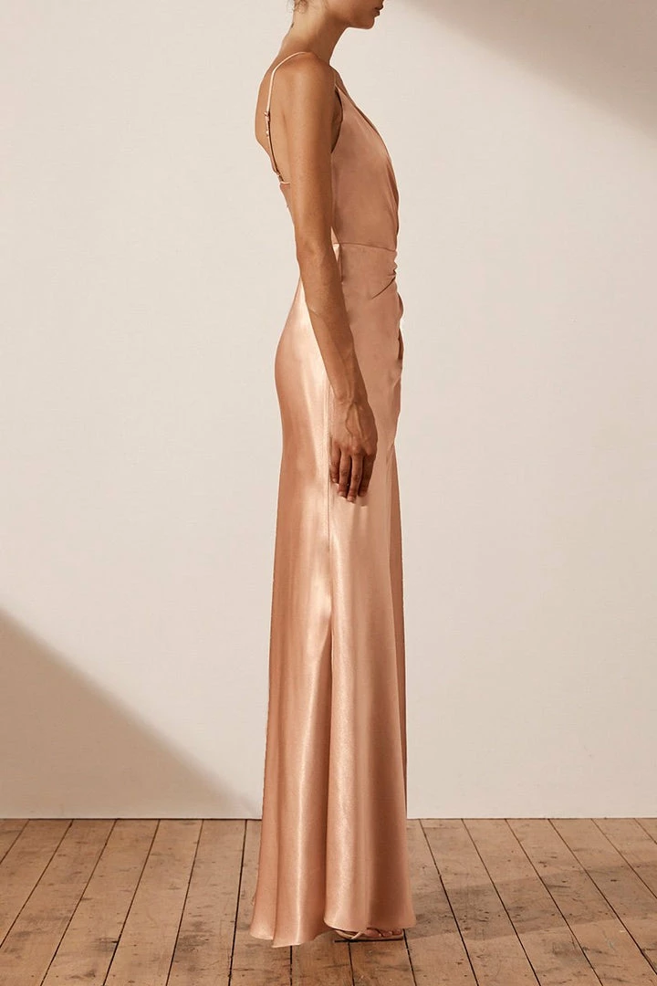 Shona Joy LA LUNE CROSS DRAPED MAXI DRESS - DESERT ROSE