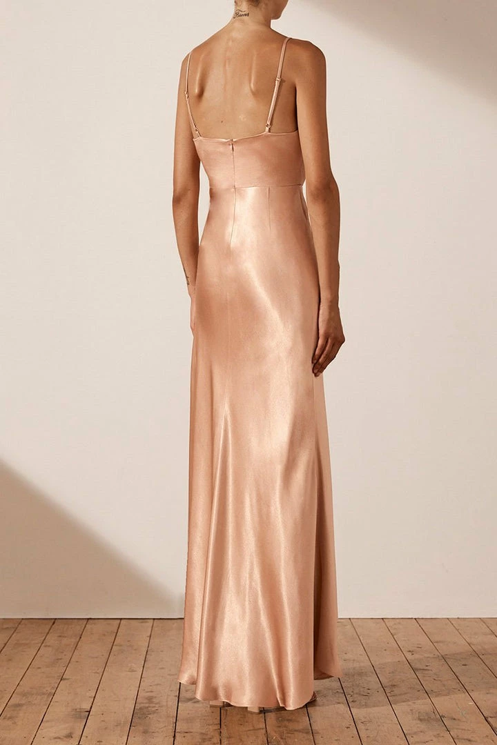 Shona Joy LA LUNE CROSS DRAPED MAXI DRESS - DESERT ROSE