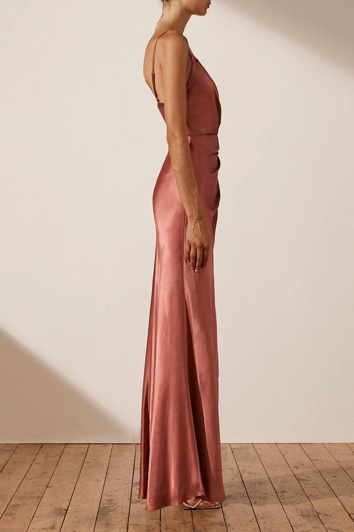 Shona Joy LA LUNE CROSS DRAPED MAXI DRESS - TERRACOTTA DRESSES