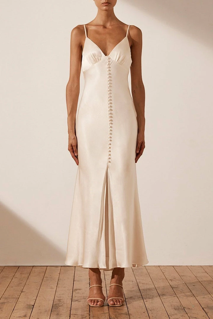 Shona Joy DRESSES LA LUNE BIAS SLIP DRESS - CREAM