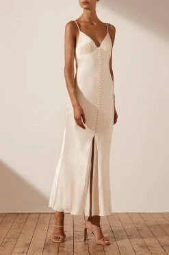 Shona Joy DRESSES LA LUNE BIAS SLIP DRESS - CREAM