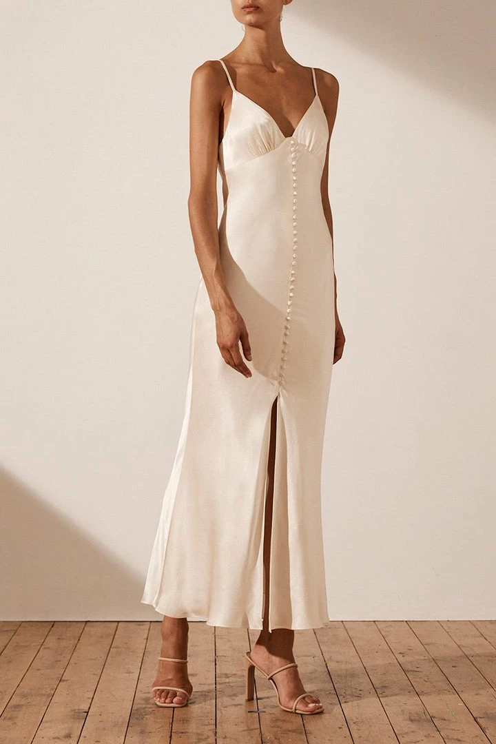 Shona Joy DRESSES LA LUNE BIAS SLIP DRESS - CREAM