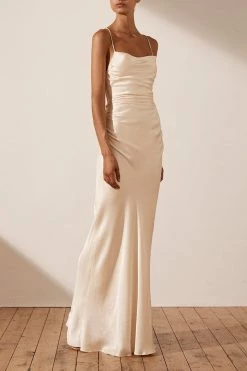 Shona Joy LA LUNE LACE BACK MAXI DRESS - CREAM