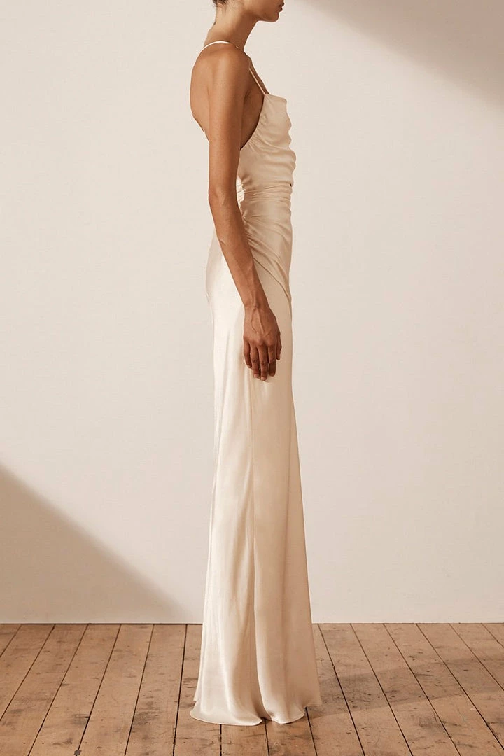 Shona Joy LA LUNE LACE BACK MAXI DRESS - CREAM
