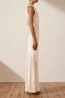 Shona Joy DRESSES LA LUNE HIGH NECK MAXI DRESS - CREAM