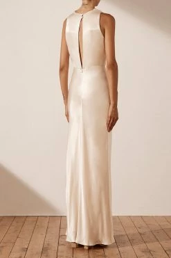 Shona Joy DRESSES LA LUNE HIGH NECK MAXI DRESS - CREAM