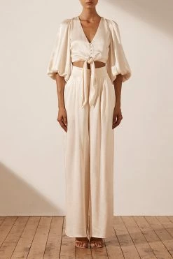 Shona Joy SHORTS & PANTS LA LUNE TUXEDO PANT - CREAM
