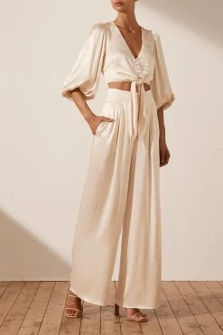 Shona Joy SHORTS & PANTS LA LUNE TUXEDO PANT - CREAM