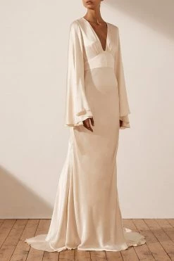 Shona Joy LA LUNE BACKLESS MAXI DRESS - CREAM