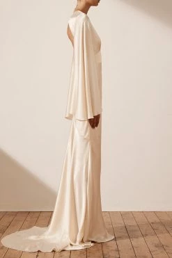 Shona Joy LA LUNE BACKLESS MAXI DRESS - CREAM