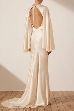 Shona Joy LA LUNE BACKLESS MAXI DRESS - CREAM