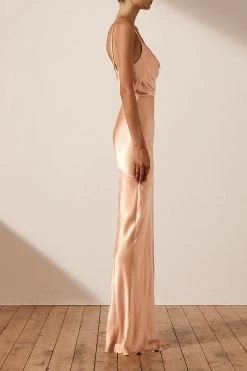 Shona Joy DRESSES LA LUNE BIAS COWL MAXI DRESS - DESERT ROSE