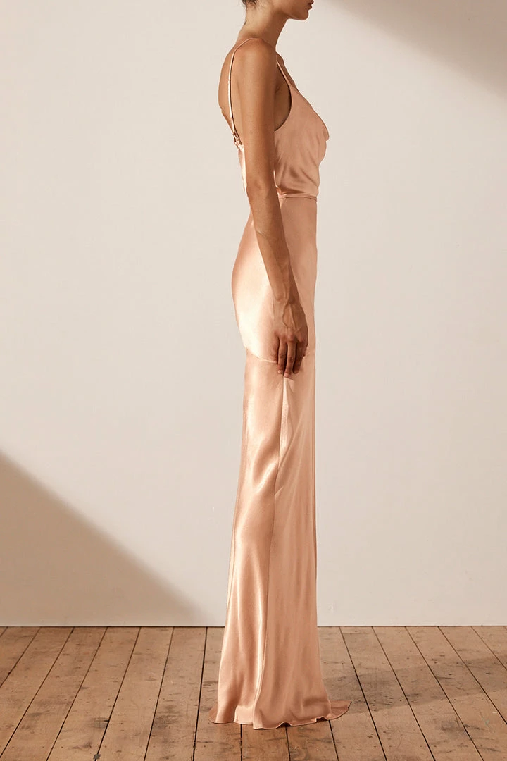 Shona Joy DRESSES LA LUNE BIAS COWL MAXI DRESS - DESERT ROSE
